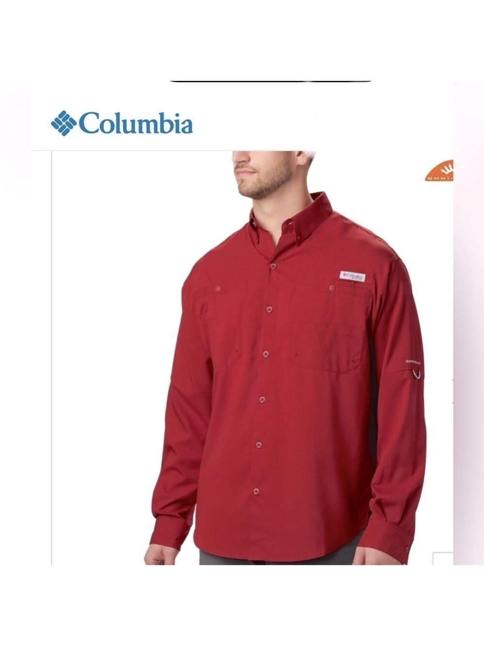 Columbia Men’s Lg PFG Tamiami Fishing Long Sleeve Shirt- OmniShade UPF 40+